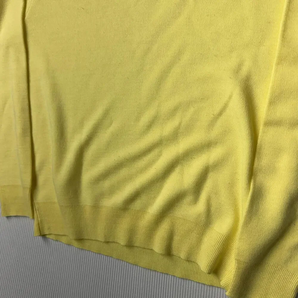 IZOD Sweater Mens M Yellow Acrylic V Neck Embroidered Crest Knit Pullover